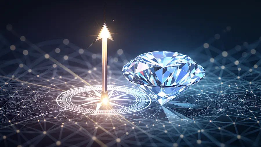 A brilliant diamond compass symbol illustrating celestial guidance and forensic truth, inspired by Papus for LawBeatRadio March 23, 2026 forecast.