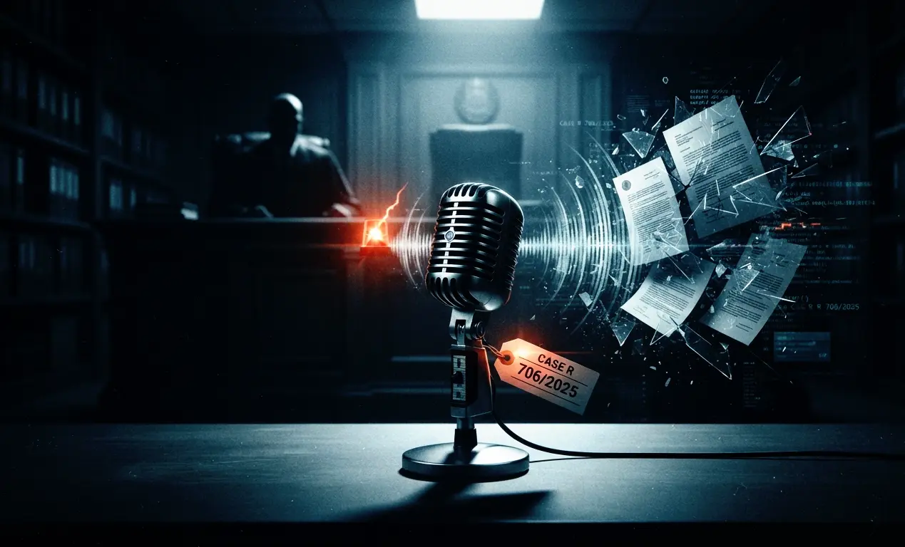 The Sound of Justice. Conceptual visualization of evidence fabrication in Case R 706/2025/5226 Helsinki police investigation