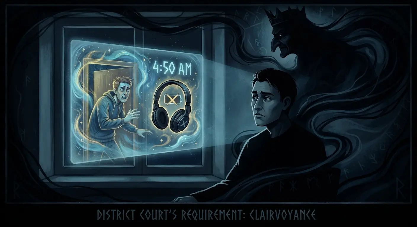 Mystical vision of the accuser with dead headphones
